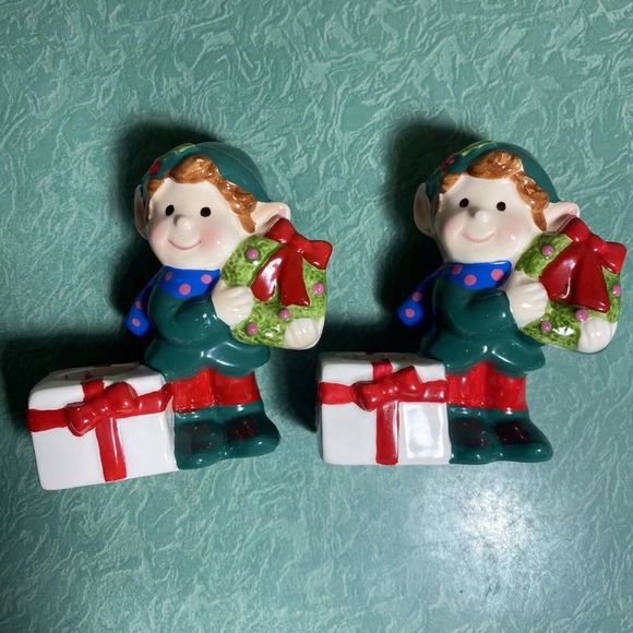 Vintage 60's MCM Napco Ceramic Christmas Elf Candle Holders Decor 1253 Japan - Picture 2 of 8